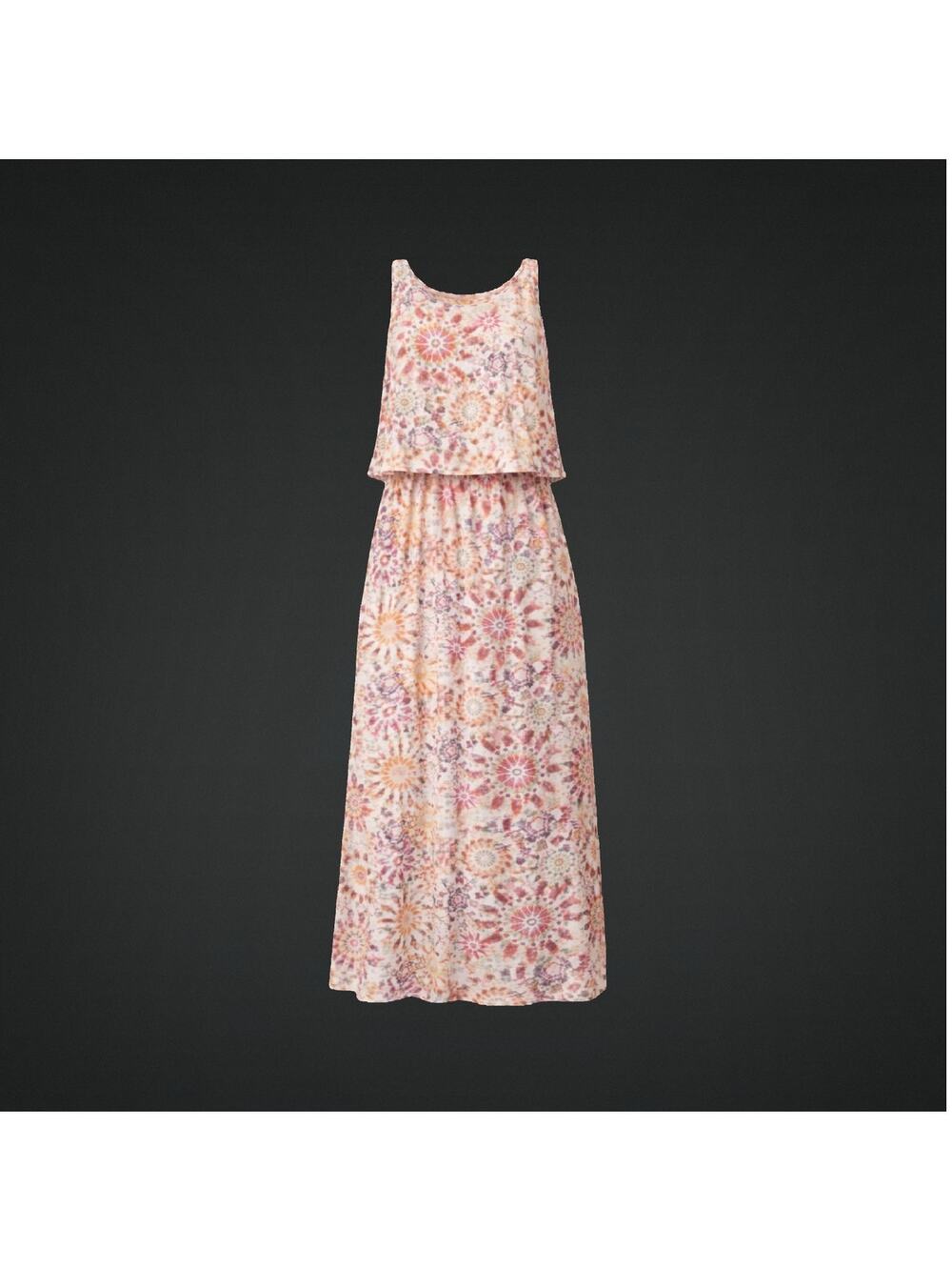 Women's Medium Sleeveless Printed Overlay Long Maxi Dress